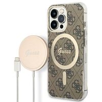 Zestaw Guess GUBPP13LH4EACSW Case+ Charger iPhone 13 Pro brązowy/brown hard