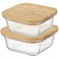 2 x LUNCHBOX SZKLANE POJEMNIKI NA ŻYWNOŚĆ ZESTAW 2SZT ŻAROODPORNE 1200/770