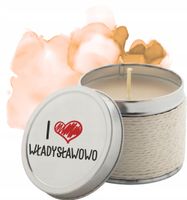 Pamiątkowa świeczka zapachowa NADRUK nazwa miasta I LOVE WŁADYSŁAWOWO