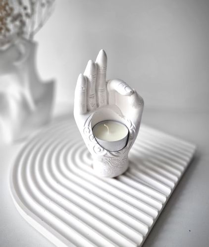 Świecznik tealight - dłoń white na Arena.pl