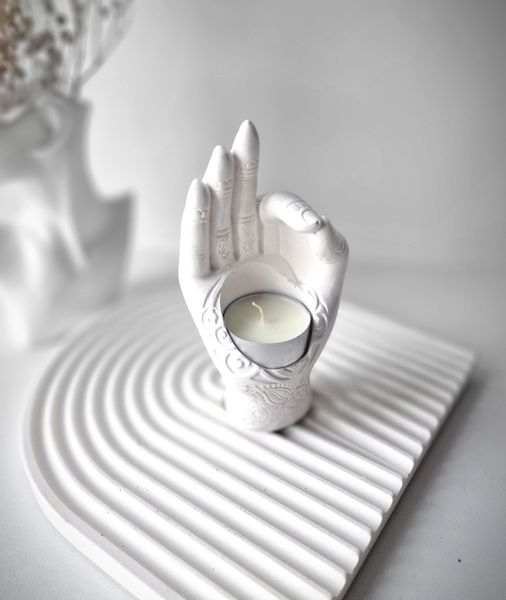 Świecznik tealight - dłoń white zdjęcie 2