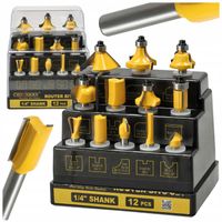 Frezy Zestaw Frezów Do Drewna Trzpieniowych Prostych 12 sztuk 6,3mm