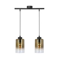 Aspra lampa wisząca czarny 2x60W E27 klosz bursztynowy