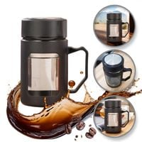 kubek bidon ze szkła na kawę herbatę z uchwytem czarny 500 ml cup18cz