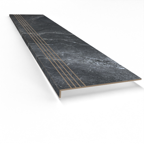 Stopnica schodowa gres grafit antracyt 100x30x4 – z kapinosem i nacięciami na Arena.pl