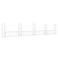 Ogrodzenie gabionowe z 5 słupkami, żelazo, 500x20x100 cm