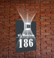 antracyt TABLICZKA ADRESOWA aluminiowa z lampką numer domu 40x30 pionowa