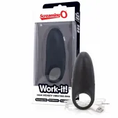 the screaming o work-it! black - pierścień wibrujący, 20 trybow, silikon