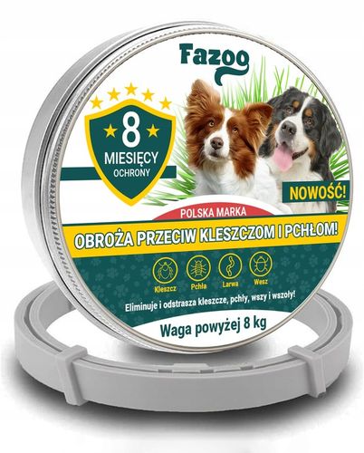 OBROŻA NA KLESZCZE i Pchły dla Dużego Psa Antykleszczowa 8 Miesięcy Fazoo na Arena.pl