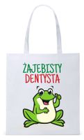 Dla Dentysty Stomatologa Torba Eco Biała Shopper Z Nadrukiem Ze Zdjęciem