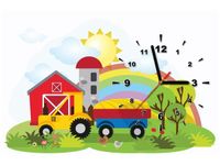 60CM 40CM ZEGAR OBRAZ SŁONECZNY TRAKTOR FARMIE DRUK PŁÓTNO RAMA