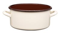 Rondel emaliowany polewany gładki garnek niski 22 cm 4,0 l kremowy brązowy