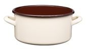 Rondel emaliowany polewany gładki garnek niski 22 cm 4,0 l kremowy brązowy