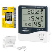 Stacja Pogodowa Termometr Higrometr Bezprzewodowy Rebel RB-0005 Zegar Alarm