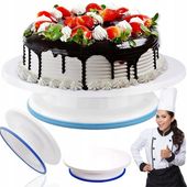 DUŻA OBROTOWA PATERA NA CIASTO 28cm TALERZ DO DEKOROWANIA ZE