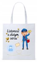 Dla Listonosza Prezent Torba Eco Biała Shopper Z Nadrukiem Ze Zdjęciem