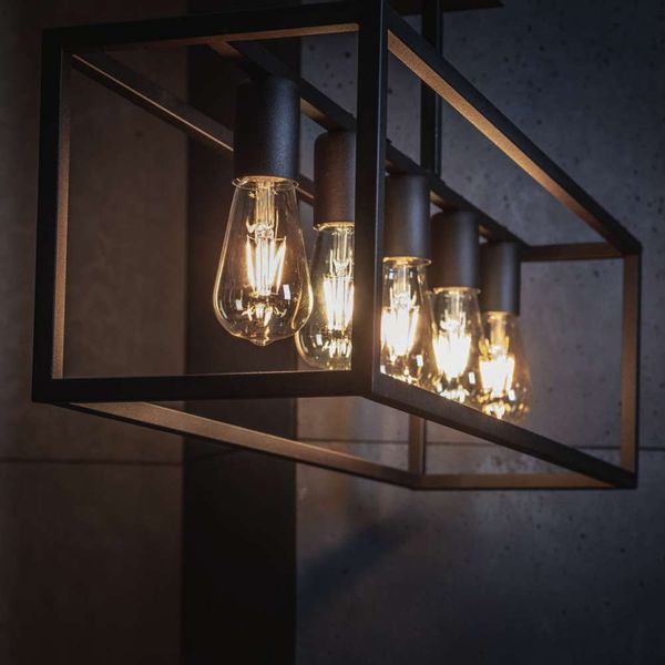 Industrialna LAMPA sufitowa CRATE 9047 Nowodvorski 5-punktowa OPRAWA prostokątny plafon klatka retro czarna zdjęcie 1