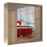 Szafa przesuwna Basti II z lustrem 200cm - garderoba- SONOMA