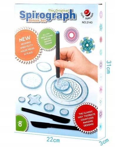 SPIROGRAF KREATYWNY ZESTAW DO RYSOWANIA WZORÓW XXL SZABLONY PISAKI KARTKI na Arena.pl