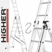 Drabina aluminiowa 3x8 wielofunkcyjna na schody HIGHER 6,48m 150kg +