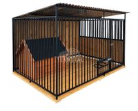 Kojec dla psów 2,5x2m Uchwyt na miski ściany zabud. drewnem podłoga TS679