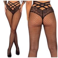 CZARNE RAJSTOPY KABARETKI Z OZDOBNYM PASEM SIATECZKOWE RAJSTOPY S/M