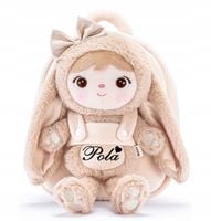 Metoo plecak + lala personalizowany Puchata Królisia Beżowa 2w1 imię gratis