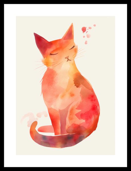 Plakat 25x35cm Akwarelowy Kot zdjęcie 3