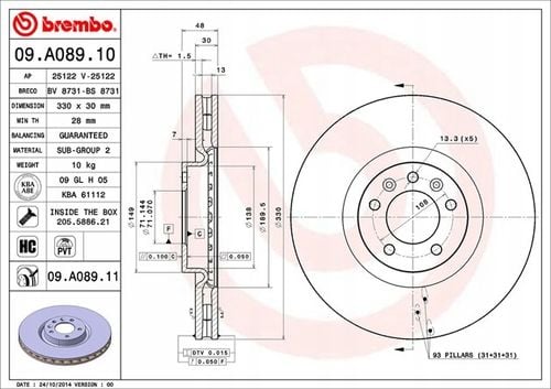 TARCZA HAM PRZOD 330X30 V BREMBO na Arena.pl