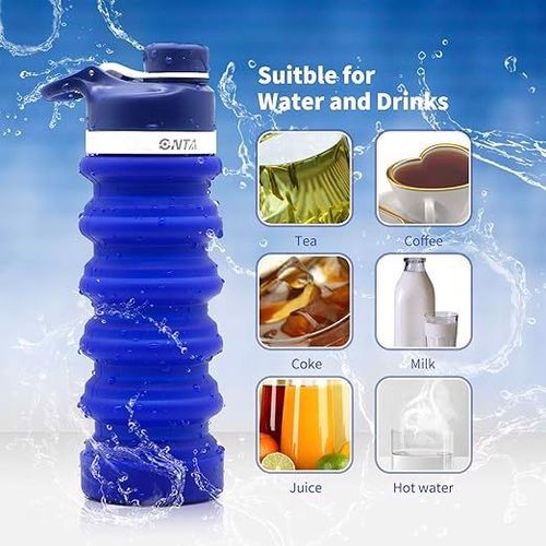 Składana butelka na wodę silikon 550ml niebieska na Arena.pl