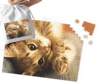 PUZZLE TRADYCYJNE - SŁODKI KOTEK KOT MEGA WZORY PREZENT 24el + WORECZEK