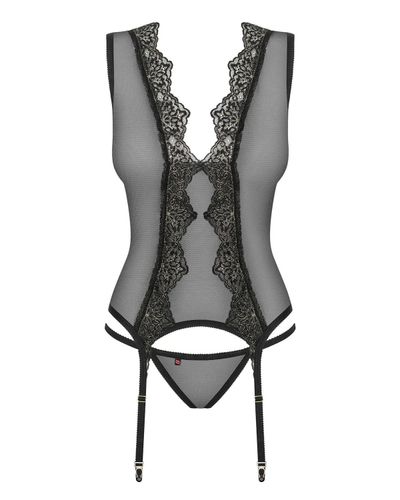 Meshlove gorset i stringi czarny - Obsessive L/XL na Arena.pl