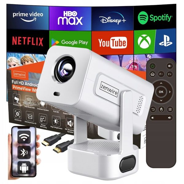 Mini Projektor Przenośny Rzutnik Android 13 WiFi 360 Full HD 4K do zdjęcie 1