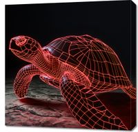 Obraz 70x70cm Neonowy Żółw