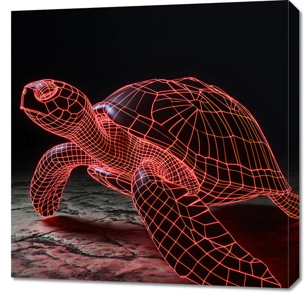 Obraz 70x70cm Neonowy Żółw zdjęcie 1
