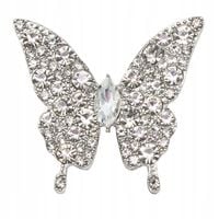 Broszka motyl z cyrkoniami kolor srebrny 3,5cm MF37077