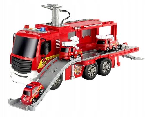 DUŻY WÓZ STRAŻACKI NA WODĘ STRAŻ POŻARNA zjeżdżalnia 4 auta ŚWIATŁO DŻWIĘK na Arena.pl