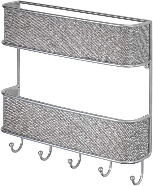 Półka Wisząca Ścienna z Haczykami Srebrna zdjęcie 1
