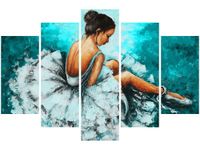 OBRAZ BALETNICA TURKUSOWYM TLE