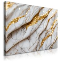 Obraz Do Sypialni Biały Nowoczesny Marmur Elementy Złota 30cm x 20cm