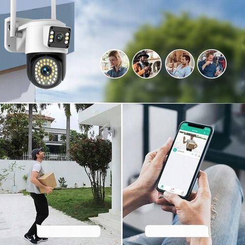PODWÓJNA KAMERA WIFI IP SMART ZEWNĘTRZNA OBROTOWA QHD 2x 4MP ZOOM APLIKACJA na Arena.pl