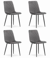 Krzesło ciemnoszare TURIN 4 szt. aksamit welur czarne nogi do jadalni
