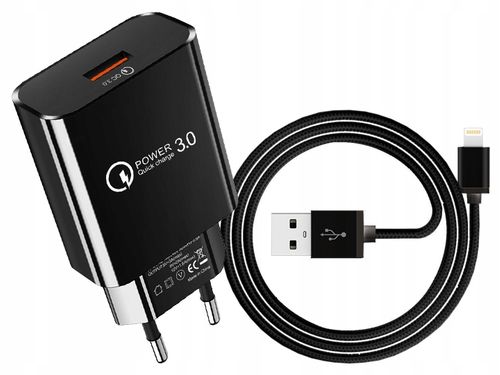 ŁADOWARKA SIECIOWA QC 3.0 KABEL LIGHTNING iPHONE na Arena.pl