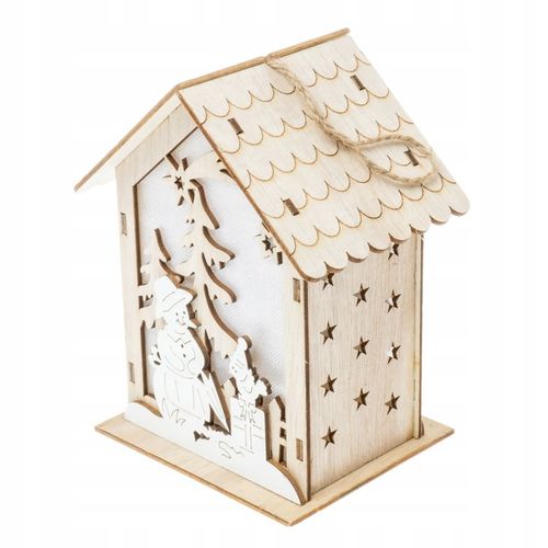 Lampion adwentowy drewniany na roraty z latarenką LED domek podświetlany 16 na Arena.pl