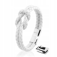 SERASAR, Damska Skórzana Bransoletka [Knot] Biała, 20cm
