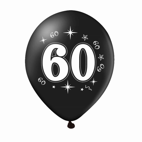 Balony na 60 urodziny czarne i złote, 30 cm 10 szt. na Arena.pl