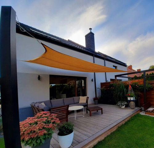 ŻAGIEL PRZECIWSŁONECZNY OGRODOWY TARASOWY BARDZO MOCNY HDPE PIASKOWY 4X4 na Arena.pl