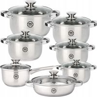 2 x KOMPLET GARNKÓW KUCHENNYCH STALOWYCH 13 EL STAL POKRYWKI GARNKI RONDEL