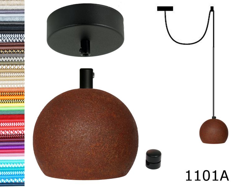 Lampa wisząca kula czarna rdza + gu10 loftowa 2m czarny hamulec zdjęcie 1