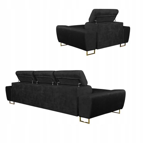 Zestaw mebli wypoczynkowych salon Bosso Sofa 3os fotele czarne na Arena.pl